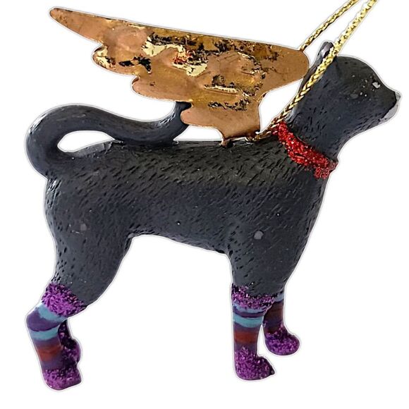 Black Cat Angel Wings‎ Ornament Christmas Holiday Mystical Witchy Gold Glittery - Picture 9 of 16